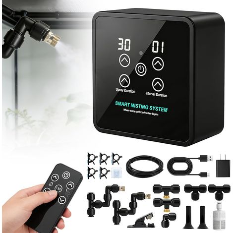Humidificateur pour reptiles - Système de pulvérisation intelligent pour reptiles - Avec télécommande - Système de brume pour reptiles - Pulvérisateur automatique intelligent rotatif à 360° - Pour (1/5)