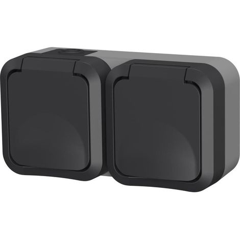 Prise double mise à la terre en saillie Aqua Pro IP55 gris graphite 60325