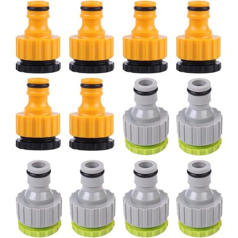 Adaptateur Robinet Tuyau Arrosage Raccord Rapide Connecteur Nez de Robinet Embout Arrosage Jardin Lavage Voiture Raccordement Tuyau Arrosage Pieces et Raccords Jaune Noir Vert Gris (1/5)