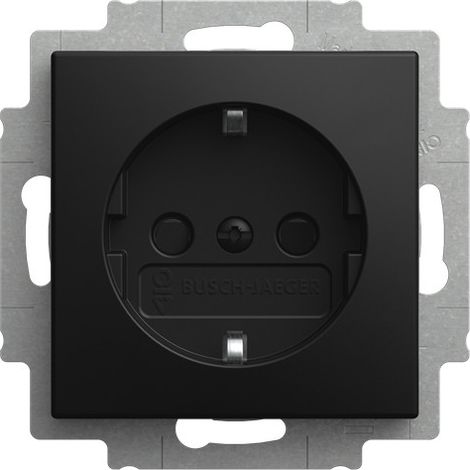 Busch-Jaeger Busch-steplight® SCHUKO® Steckdosen-Einsatz Busch-steplight® mit Nachtorientierungslicht Safety+ mit Nachtorientierungslicht, LED /weiß schwarz matt - Busch-balance® SI (2 2CKA002013A5537