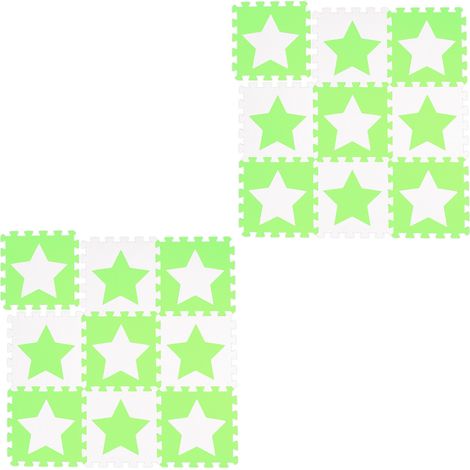 Relaxdays 18-Piece Jigsaw Playmat, EVA, Non-Toxic, Interlocking Foam Mats, Soft Play, Indoor, 1.6 m², White/Green