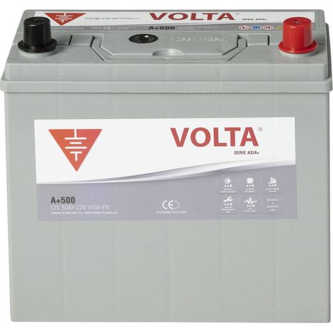 Batería de coche Volta ASIA PLUS 50Ah 450A Borne + dcha. Medidas 237x127x224mm (1/3)