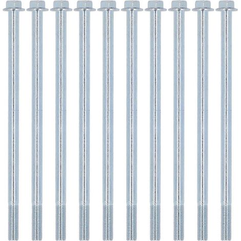 10 Stück Halbgewindeschrauben, Feingewinde, Kohlenstoffstahl, robuste, verlängerte Sechskantschrauben mit Halbzahnung 10x210