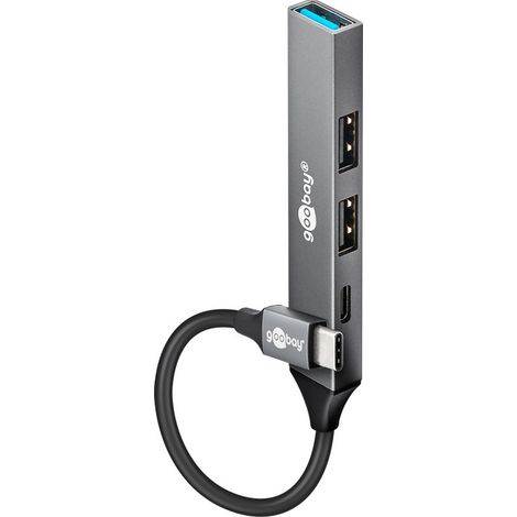 Hub USB Slim a 4 porte, da USB-C™ a USB-C™/USB-A, 5 Gbit/s, spina USB-C™  1x presa USB-A (USB 3.2), 1x presa USB-C™ (USB 2.0), 2x presa USB-A (USB 2.0).