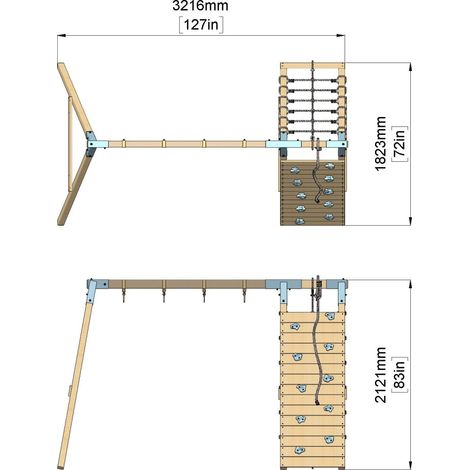 Premium Double Swing with Up and Over Wall - Flex Navy Blue