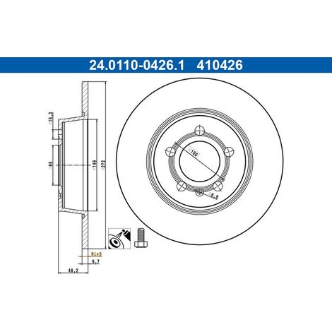 Lot de 2 Disques de frein ATE 24.0110-0426.1 AUDI 6R0 615 601 6R0 615 601 B