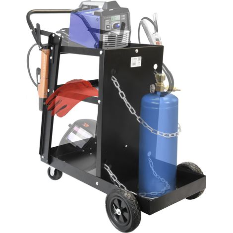 CARRELLO PORTA SALDATRICE STAZIONE MOBILE DI SALDATURA CARRELLO DA OFFICINA RIPIANI METALLO (1/5)