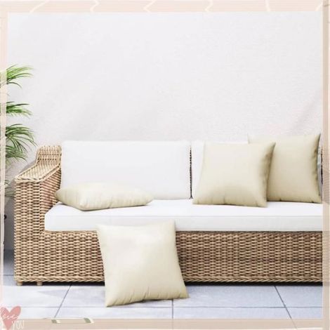 360383 Coussins de canapé lot de 4 crème 50x50 cm tissu (1/5)