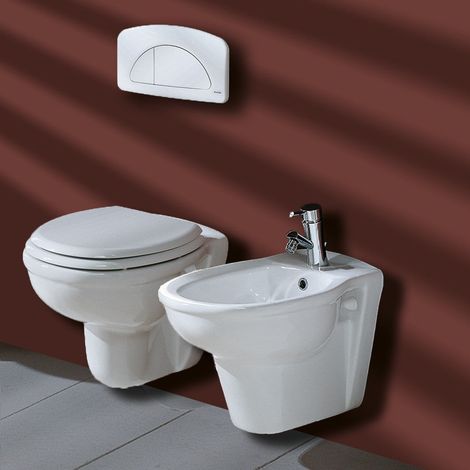 Coppia sanitari tradizionali sospesi in ceramica serie Karla