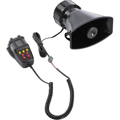 1 Sirène de véhicule 7 tons, 12V, 100W, haut-parleur d'urgence avec microphone, pour voiture, camion, moto (1/5)