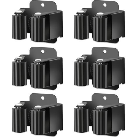 Set mit 6 wandmontierten Besenhaltern mit hochleistungsfähigen Edelstahlschrauben zur Reinigung von Bad, Küche und Garage/Waschküche (1/5)