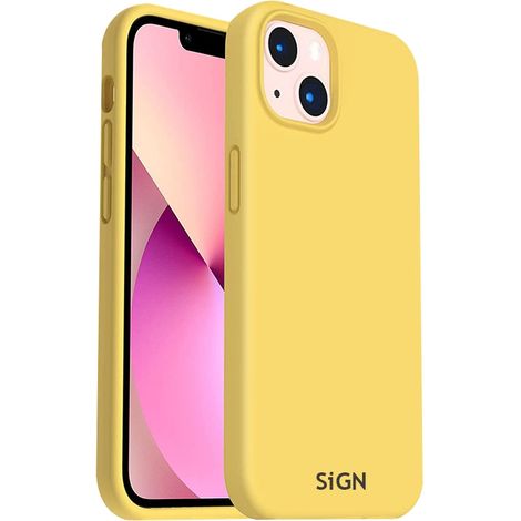 Custodia in silicone liquido SiGN per iPhone 14 Plus - gialla