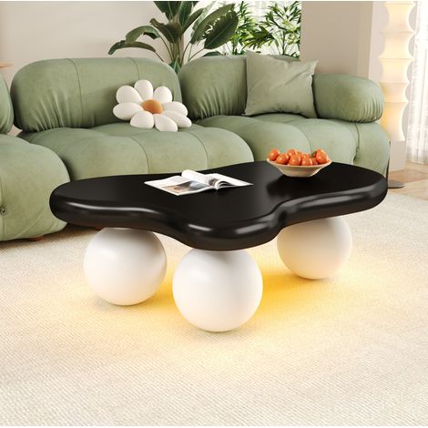 Mesa de centro 95x62.5x32 cm negro y blanco en MDF con LED 16 colores y diseño de nube (1/5)
