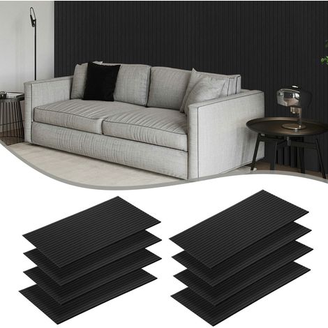 Jiubiaz Pannelli fonoassorbenti adesivi, set da 8 in feltro, 120 x 60 x 0,9 cm nero, pannelli acustici con scanalature verticali (1/5)