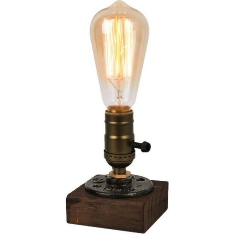Pied de lampe de table industriel vintage pour ampoule Edison E26, lampe décorative style steampunk antique, lampe de chevet vintage, pour chambre, café ou bar. (1/5)