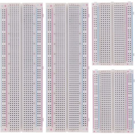 Kit Breadboard senza giunture: 2 pezzi da 830 punti di fissaggio e 2 pezzi da 400 punti di fissaggio e 126 pezzi di cavi jumper flessibili per breadboard (3 valori, 130 pezzi) (1/4)