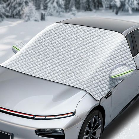 Frontscheibenabdeckung, Windschutzscheibenabdeckung, Autoabdeckung Winter, Scheibenabdeckung, mit Spiegelabdeckungen, gegen Schnee, EIS, Frost, Sonne, UV, Universalgröße für alle SUV, Auto (1/5)