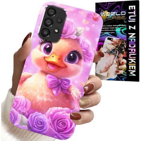 Hülle für Samsung Galaxy A53 5G – süße Ente auf rosa Hintergrund (1/5)