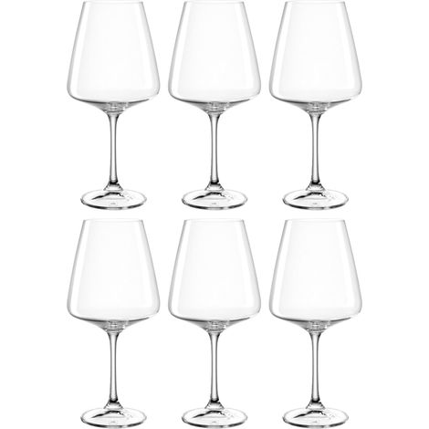 Lot de 6 verres à vin rouge, passent au lave-vaisselle, coupe à vin rouge avec tige tirée, verres à vin 660 ml (1/5)