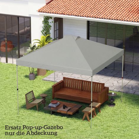 Pavillon-Dach Ersatz UV50+ wasserfest mit 8 Abflusslöchern 3 x 3 m, Hellgrau