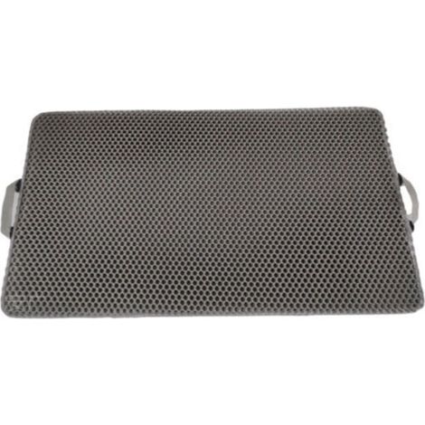 Tapis de piégeage de litière pour chat avec poignées – Matériau imperméable pour un nettoyage facile – Design nid d'abeille double couche – (55x 75 cm, gris) (1/5)