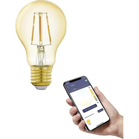 EGLO connect.z Smart Home lampadina Led E27, A60, ZigBee, app e controllo vocale, dimmerabile, bianco caldo, 500 lumen, 5,5 W, lampadina vintage ambra (1/5)