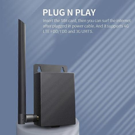 Routeur 4G extérieur étanche avec emplacement pour carte SIM, antenne 5 dBi, fixation murale, pour PC, jusqu'à 15 appareils, haute sécurité, version UE (1/4)