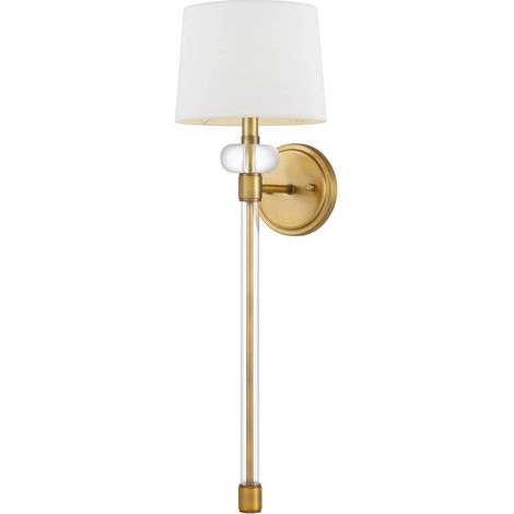 Elstead Quoizel Barbour Lampada da parete con paralume in ottone stagionato (1/5)