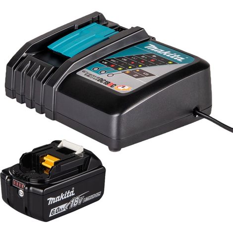 MAKITA Pack de 1 Batterie Li-Ion 18V 6Ah BL1860B + Chargeur simple DC18RC