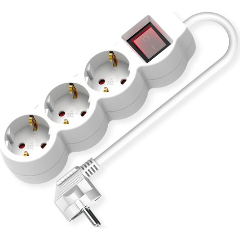 VALUE BÂTI DE PRISES TRIPLE AVEC INTERRUPTEUR, PRISES RONDES, BLANC, 3 M 19.99.0951