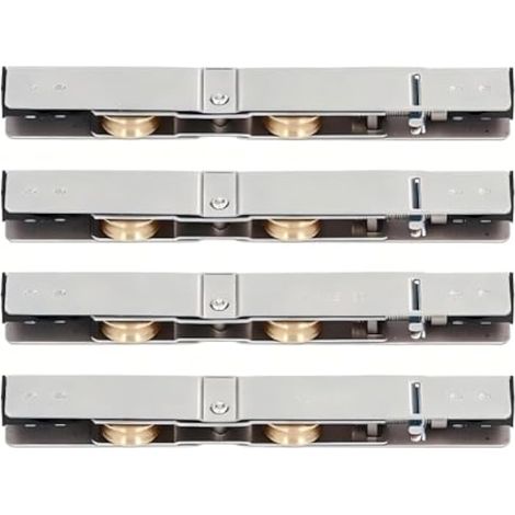 Roulettes pour porte coulissante de patio, galet en acier inoxydable pour porte-fenêtre, pièce de rechange de roulette pour porte coulissante en verre, entraxe 135 mm (4 pièces) (1/4)