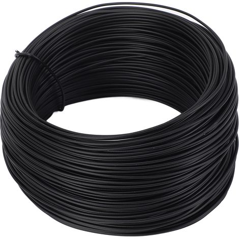 Bobine de fil d'attache de 0,75 mm x 50 m, en fer galvanisé revêtu de PVC, pour la fixation de barres d'armature et de câbles à fibres optiques, noir.