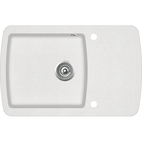 Évier de cuisine 78 x 50 cm seul lavabo granit blanc (1/4)