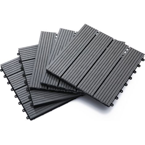 Pavimentazione da Esterno Incastrabile Piastrelle da Giardino 11 Mattonelle 30x30x2.2 cm Grigio