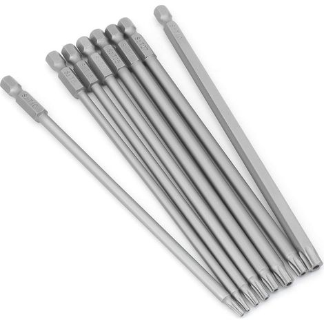 INHHUB 8-Piece Long Torx Bit Set - 1/4" - Magnetic - Star Head - 150 mm Long - Hex Shank - Torx Power Tool Set (8 pieces, 150 mm) - INHHUB (1/5)