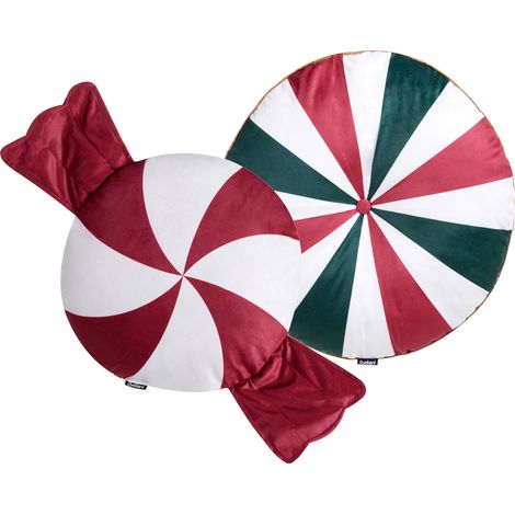 Conjunto de 2 cojines de terciopelo con motivo navideño 40 x 40 cm 55 x 55 cm multicolor Twirl Treats