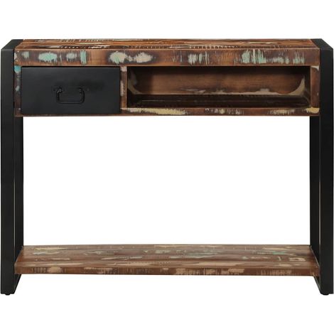 Table console，Table d'appoint，Bout de canapé，Meuble d'entrée multicolore 100x35x75 cm bois massif récupération