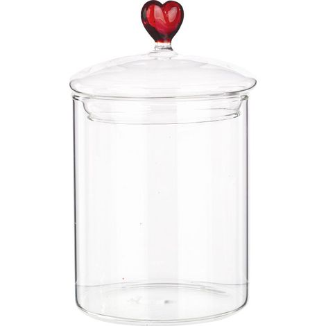 PORTACONFETTI VETRO CON CUORE ROSSO 3D DECORAZIONE IDEA REGALO ASTREA BIZZOTTO