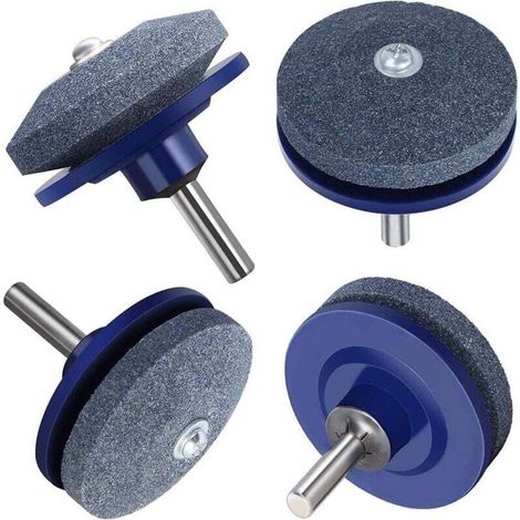 4 Pièce Tondeuse à gazon Affûteur de lame Pour le pouvoir Perceuse à main Percer Outil de jardin - Bleu Ikodm (1/4)