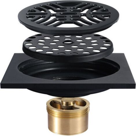 Siphon de sol - Siphon de sol de salle de bain - Siphon de sol extérieur - Siphon de sol extérieur pour balcon épaissi anti-blocage, anti-insectes et anti-odeurs 100 × 100 mm noir (1/4)