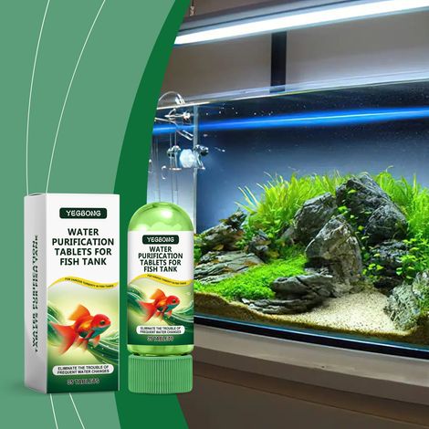 Pastilles purificatrices d'eau pour aquarium, spécialement conçues pour nettoyer, désodoriser, éliminer les algues, les taches et les dépôts, laissant l'eau des bassins claire – 35 pastilles -- BIEMME (1/5)