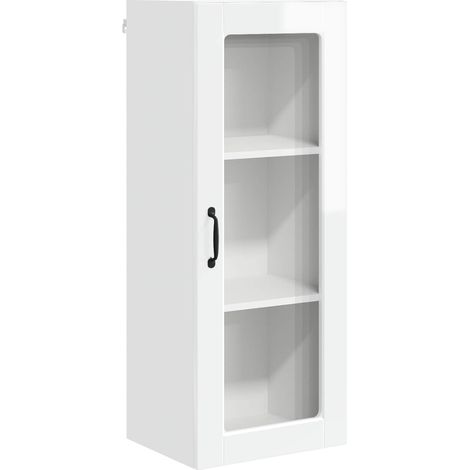 Maison Exclusive - Mobile in vetro da parete PORTO Bianco Lucido 40 x 31 x 100 cm