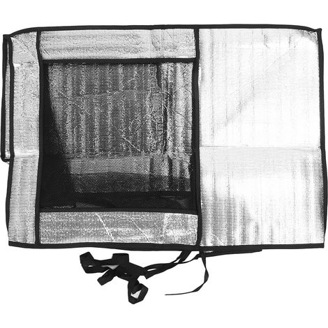 Cache alu argenté pour climatiseur extérieur, housse anti-poussière imperméable et anti-UV 86x35x60cm (1/5)