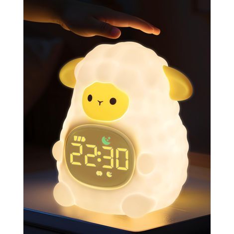 Kinder-Wecker aus Silikon mit Licht, Tag-/Nachtmodus, 6 weißen Tönen und 7-farbigem Nachtlicht fürs Schlafzimmer (1/5)