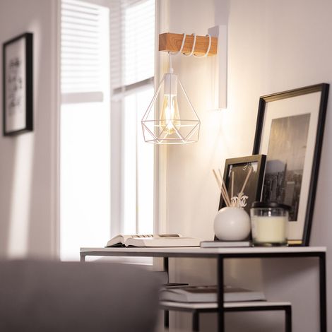 Lámpara de Pared de Metal y Madera Sardo Blanco (1/5)