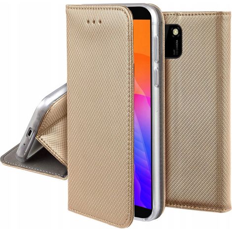 Custodia per HUAWEI Y5P CHIUSA INTELLIGENTE CON MAGNETE ORO + VETRO (1/5)