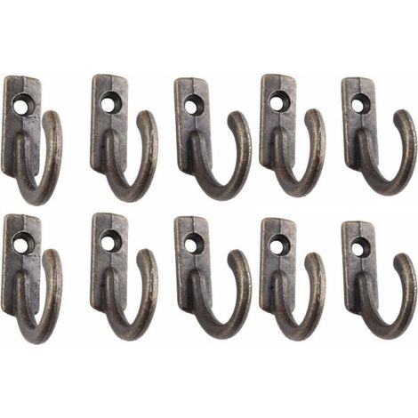 Dekorative Wandhaken im Vintage-Stil aus Bronze – 10er-Set Haken aus Zinklegierung – Maße: 27 x 7 x 22 mm – Für Schlüssel und Accessoires – 10 Stück