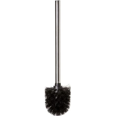 1 - Brosse WC - Acier Inoxydable - Manche Ergonomique - Nettoyage Profond des Recoins - Pour Salle De Bain - Noir - 8x8x35cm