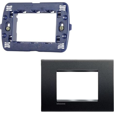 Bticino placca living light antracite completa supporto 3 posti tecnopolimero (1/5)
