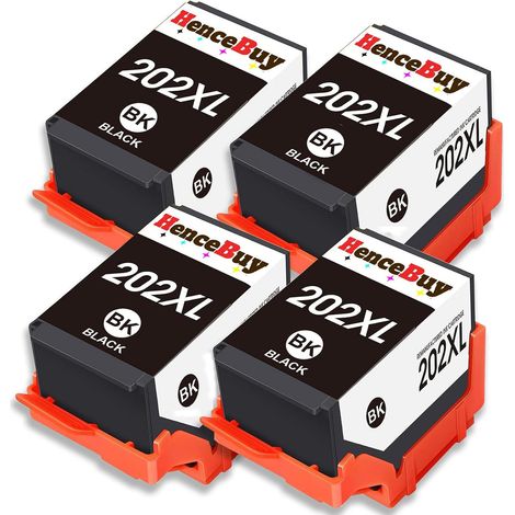 202XL BK Cartouches d'encre Compatibles pour Epson 202 XL Noir Multipack pour Expression Premium XP-6100 XP-6105 XP-6000 XP-6005 XP6100 XP6105 XP6000 XP6005 (4 Noir) (1/5)